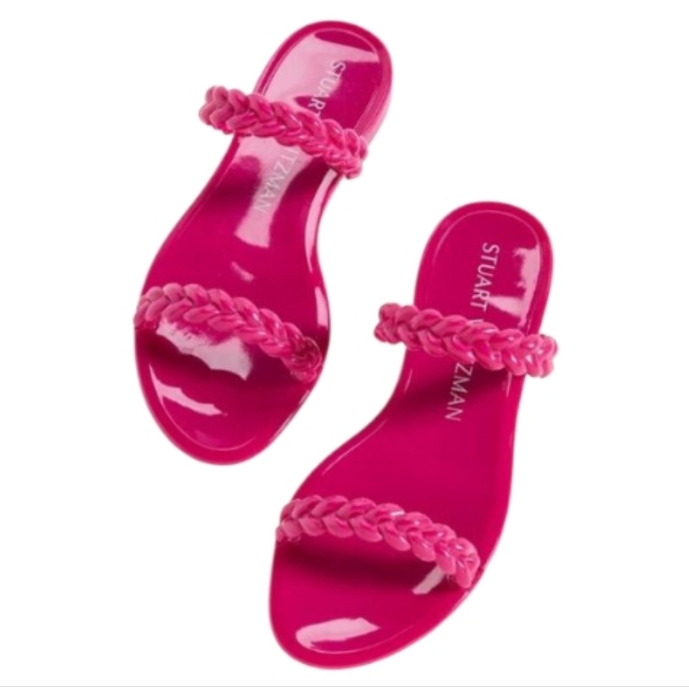 Stuart Weitzman Braida Sawyer Jelly Sandals in Fuchsia Size 12